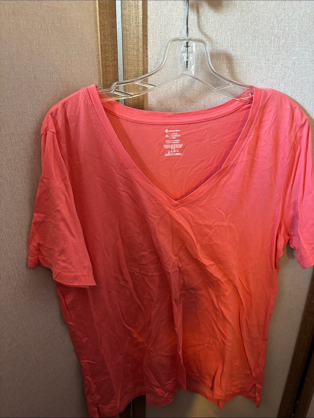 Women's Members Mark Coral V-Neck Short Sleeve Top XL